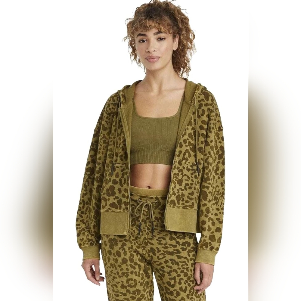 NWT XS Full Set Joy Lab Acid Wash Leopard Print Hoodie and Joggers Set - Picture 1 of 3